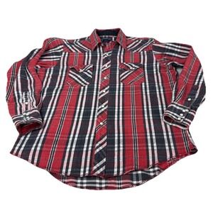 Vintage Wrangler Shirt Mens 17.5x35 Stripe Western Pearl Snap X Long Tails 3b3